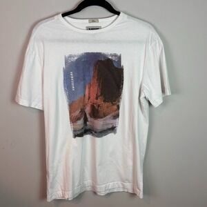 Americanino Mens Slim Fit Graphic Print Canyon 100% Cotton Tee SZ Large Art